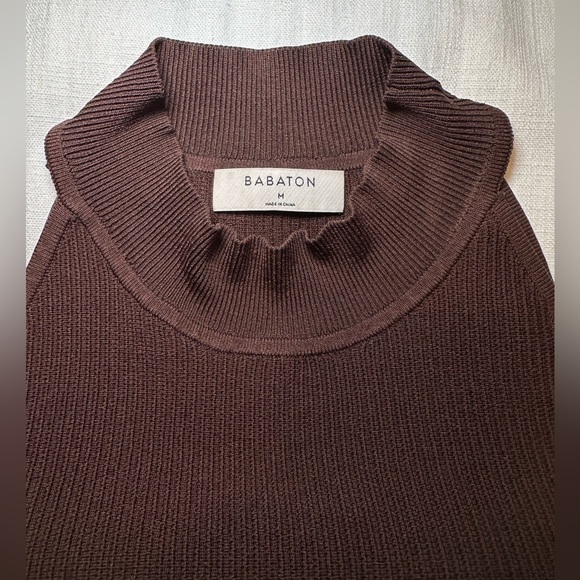 Aritzia Babaton Sculpt Knit Mockneck Halter Top Chocolate Brown - Picture 6 of 15